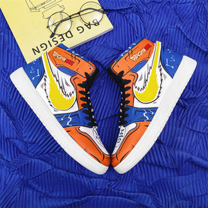 aj男鞋春季高帮潮流韩版卡通板鞋空军一号透气运动鞋子男潮鞋夏季