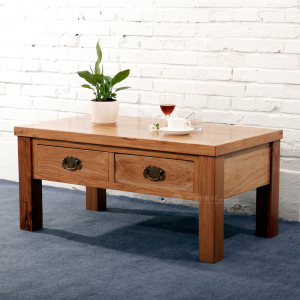 古榆新中式茶几实木4抽屉现代简约长方形茶台茶桌多功能客厅家具