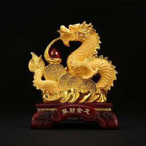 吉善堂招财祥龙摆件生肖龙金龙工艺品办公室家居客厅酒柜电视柜装