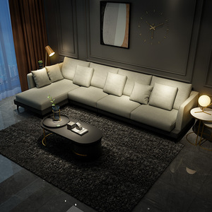 索菲亚米兰纳布艺沙发现代简约风格沙发客厅转角沙发可拆洗三人位