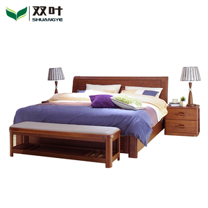 双叶红橡木实木床1.8米双人床 现代中式卧室家具储物大床居然之家