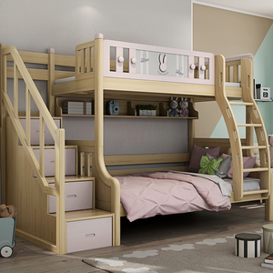 abc儿童家居原木色彩粉色双层床