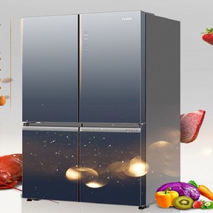 海尔冰箱幻影四门彩晶玻璃十字对开门bcd-502wdceu1无霜变频一级