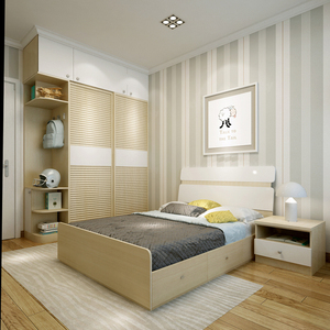 尚品宅配无醛全屋定制储物皮床布床板式床现代北欧小户型异形空间