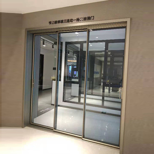 tb91078722淘宝武汉极窄框伸缩吊滑门三联动门阳台折叠衣柜钢化玻璃