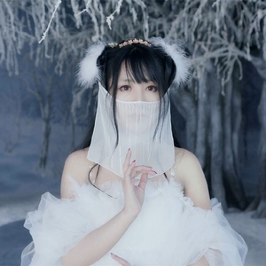 雪灵 古风cos蛇骨链面纱国风汉服面帘摄影舞蹈女夏超仙脸饰纱巾