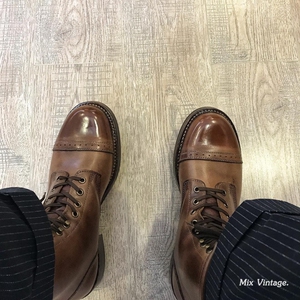 正品julianboots手擦棕rrl经典bowery款工装靴伞兵靴先期限量20双