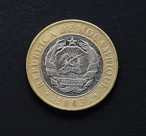 外国硬币莫桑比克10000梅蒂卡尔双色金属纪念币硬币 犀牛硬币饰品