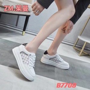 茱曼小白鞋女ins潮2022夏季新款百搭透气真皮单网厚底女鞋7708