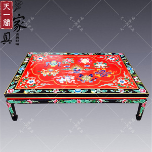 藏式彩绘吉祥八宝桌 炕桌 矮桌 茶几 经桌 佛桌佛堂家具西藏家具