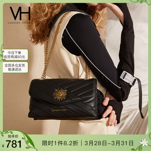 vh女包2022新款链条腋下包气质时尚潮流行单肩包复古真皮斜挎包包