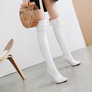 超高跟过膝靴白色