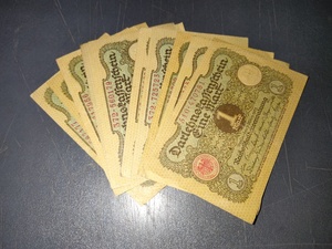 外国纸币1920年德国马克10元凹凸版带水印