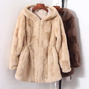 欣伊卡璐7799正品冬装新款连帽韩版貂绒外套皮毛一体时尚女装上衣
