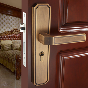 新中式门锁室内 卧室实木房门把手家用锁具静音卫生间通用型套装