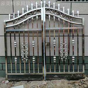 不锈钢大门围墙别墅庭院门农村对开院子大门花园铁艺门双开门欧式