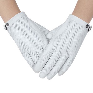 白色真皮手套男女薄春交通指挥保安仪仗队开车骑行防晒滑孔山羊皮