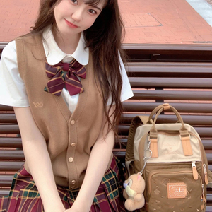 山楂树jk制服套装夏季日系正版兔缝缝原创格裙啦啦酱衬衫百褶裙子