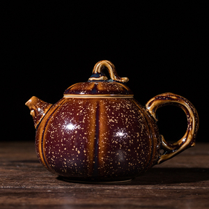 陈为椿原矿天目茶壶建盏南瓜壶陶瓷功夫茶具纯手工窑变泡茶壶单壶