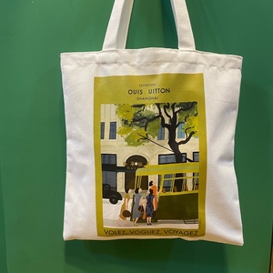 lv展览帆布袋帆布包上海v展白色大容量环保手提袋托特包文艺ins风