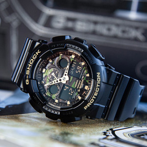 casio卡西欧手表男gshock拆弹专家黑金迷彩潮流运动男表ga-100