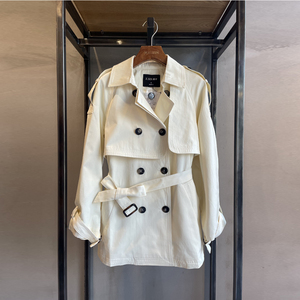 麦寻女装2022春季新款ofym1002双排扣中长风衣外套女韩版时尚修身