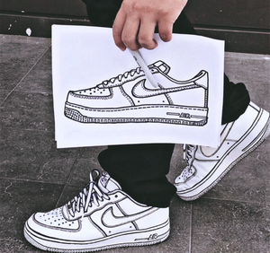 af1空军一号aj1乔丹系列球鞋定制手绘彩绘涂鸦diy白鞋描边二次元