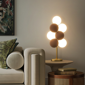 全铜北欧台灯植绒球创意个性设计师样卧室客厅葡萄亚克力板房台灯