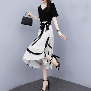 雪纺连衣裙子女装夏季2024年新款韩版高端收腰显瘦修身气质长裙子