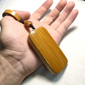 一物一链接之楠竹金丝竹无事牌竹子手把件光板平安牌精抛光竹制品