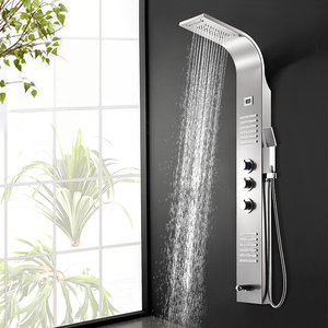 不锈钢淋浴屏花洒套装数显全铜龙头沐浴器挂墙式一体式家用挂墙式
