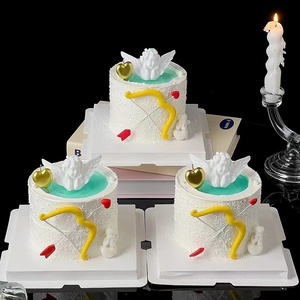 520情人节爱神丘比特天使弓箭告白蛋糕装饰摆件心形爱心蜡烛插件
