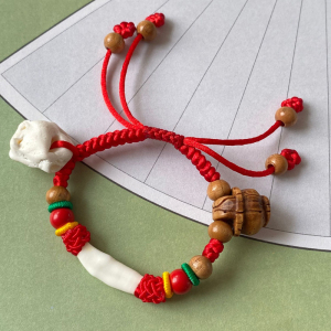 宝宝婴儿童压惊防惊吓黑狗牙齿 真狗牙桃蓝猪精朱砂红绳手链编织