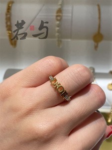 dior/迪奥 22ss新款戒指环复古金色jadior镶钻镂空星星对戒女士