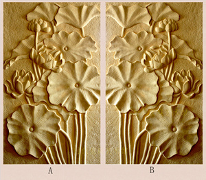 砂岩浮雕荷花图背景墙别墅庭院装饰壁画玻璃钢雕塑纯铜立体雕刻