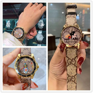 gucci古驰手表女哆啦a梦叮当猫联名时尚情侣古奇皮带石英表腕表男