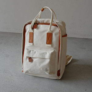 bounded北狐真皮牛皮帆布双肩包经典轻巧大容量日系书包电脑包