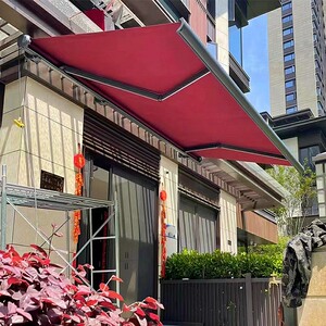 电动伸缩雨棚遮阳棚户外阳台防雨门口屋檐家用带灯智能全盒式雨篷