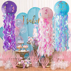 海洋风幼儿园环创水母挂饰儿童乐园吊顶海洋主题装饰生日派对布置