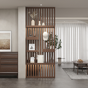 入户玄关全实木隔断新中式客厅屏风胡桃木定制家具厨房进门隔断