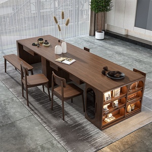 新中式实木桌子客厅家用岛台餐桌一体轻奢现代简约大户型家用桌椅