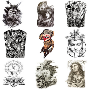 纹身贴防水持久男女孙悟空猴子黑白无常佛祖仿真刺青纹身贴纸彩绘