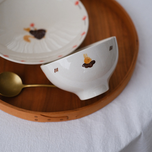 川谷 日式可爱松鼠盘子碗家用套装 吃饭碗小汤碗高颜值彩瓷餐具