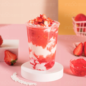 【莓莓椰奶甘露】樱桃星球奶茶店冲调饮品灯箱高清海报图片素材