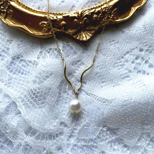 alin手作细珍珠项链时尚款淡水单颗珍珠吊坠锁骨链女夏季气质名媛