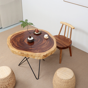 乌金木茶几实木圆形