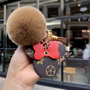 lv米奇钥匙扣挂件大牌车钥匙扣老花皮料七夕包包挂饰女