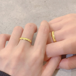 黄金情侣一对戒指男女款999足金素圈对戒结婚订婚求婚送老婆女友
