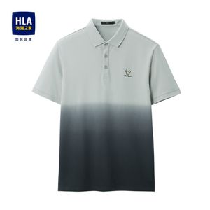 HLA/海澜之家吊染短袖男生polo衫舒适绣花翻领体恤男士全身印定制