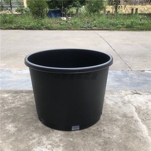 黑色简约矮胖型10加仑40cm圆形硬注塑料龟背竹琴叶榕地面花卉用盆